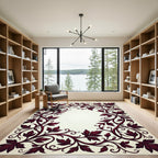 Deep Burgundy Acanthus Scroll Border Rug