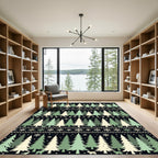 Evergreen Forest Snowflake Pattern Rug