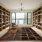 Industrial Rusty Metal Grid Abstract Rug