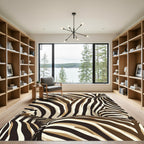 Abstract Brown and Cream Zebra Stripe Rug