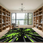 Neon Green Abstract Radial Motion Rug