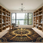 Golden Starry Radiant Mandala Rug