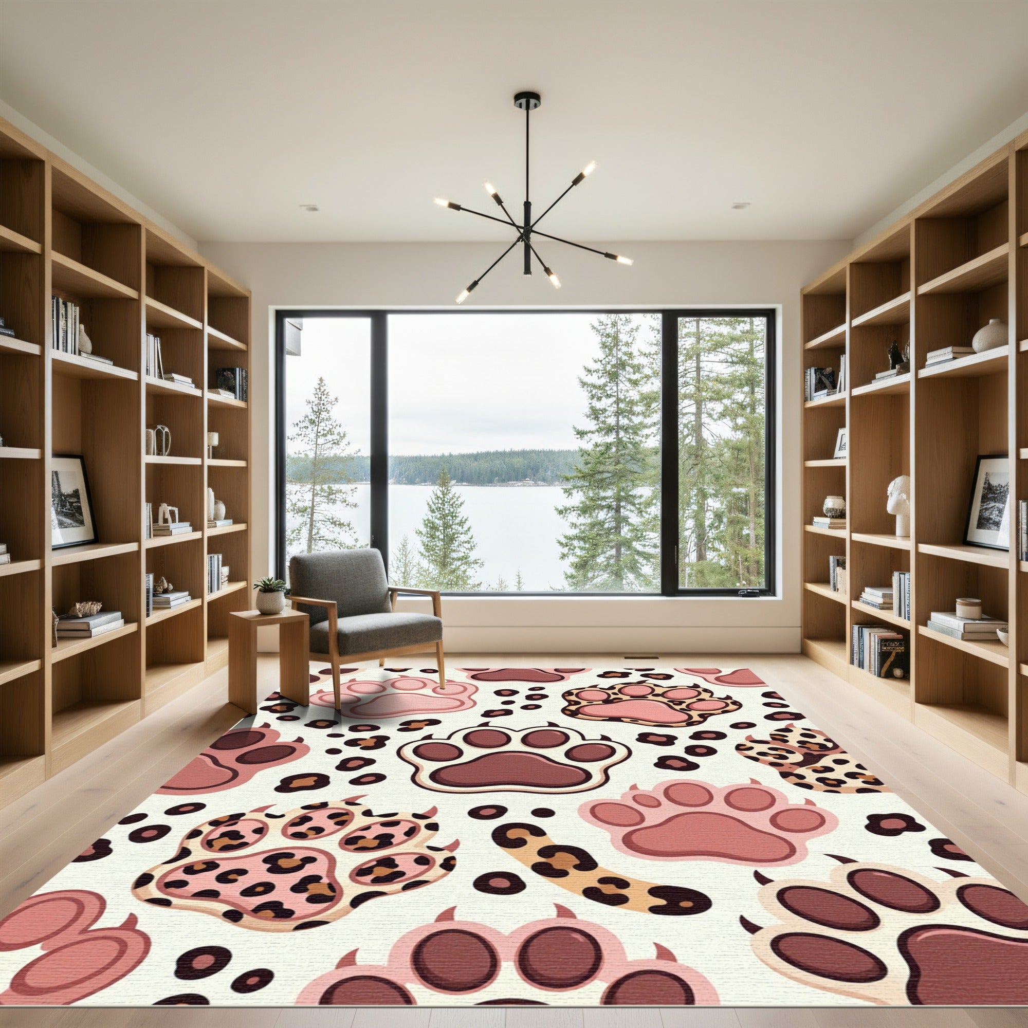 Playful Pink Leopard Animal Paw Rug