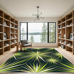 Radiant Green Starburst Geometric Mid-Century Rug