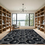 Dark Hexagonal Moon Starscape Rug