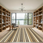 Neutral Earthy Toned Railroad Stripe Rug