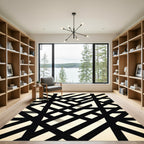 Stark Black Interlocking Stripe Rug