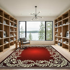 Red Gradient Leafy Border Rug