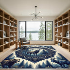 Blue Woodland Elk Bear Alpine Medallion Rug