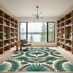 Neoclassical Green Palm Leaf Laurel Rug