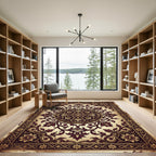 Ornate Deep Burgundy Gold Floral Medallion Rug