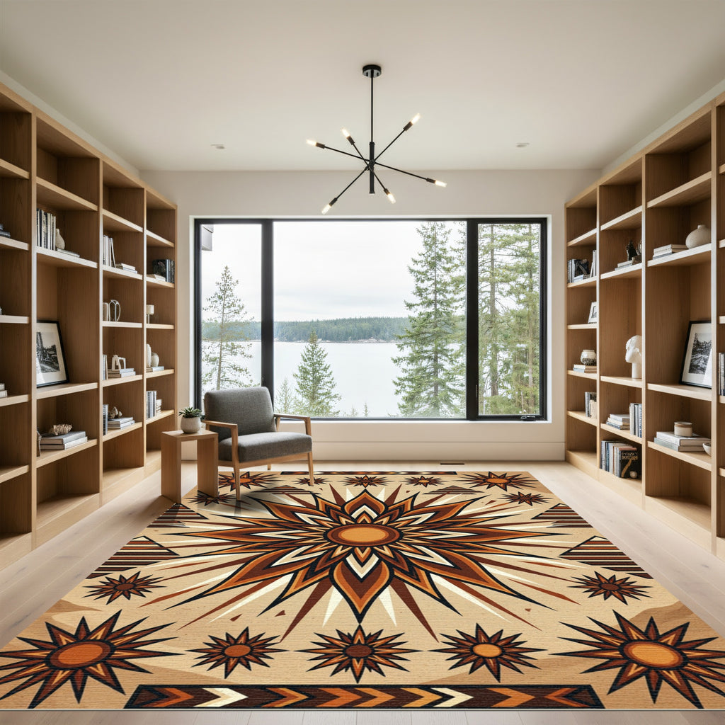 Earthy Southwestern Sun Burst Geometric Rug