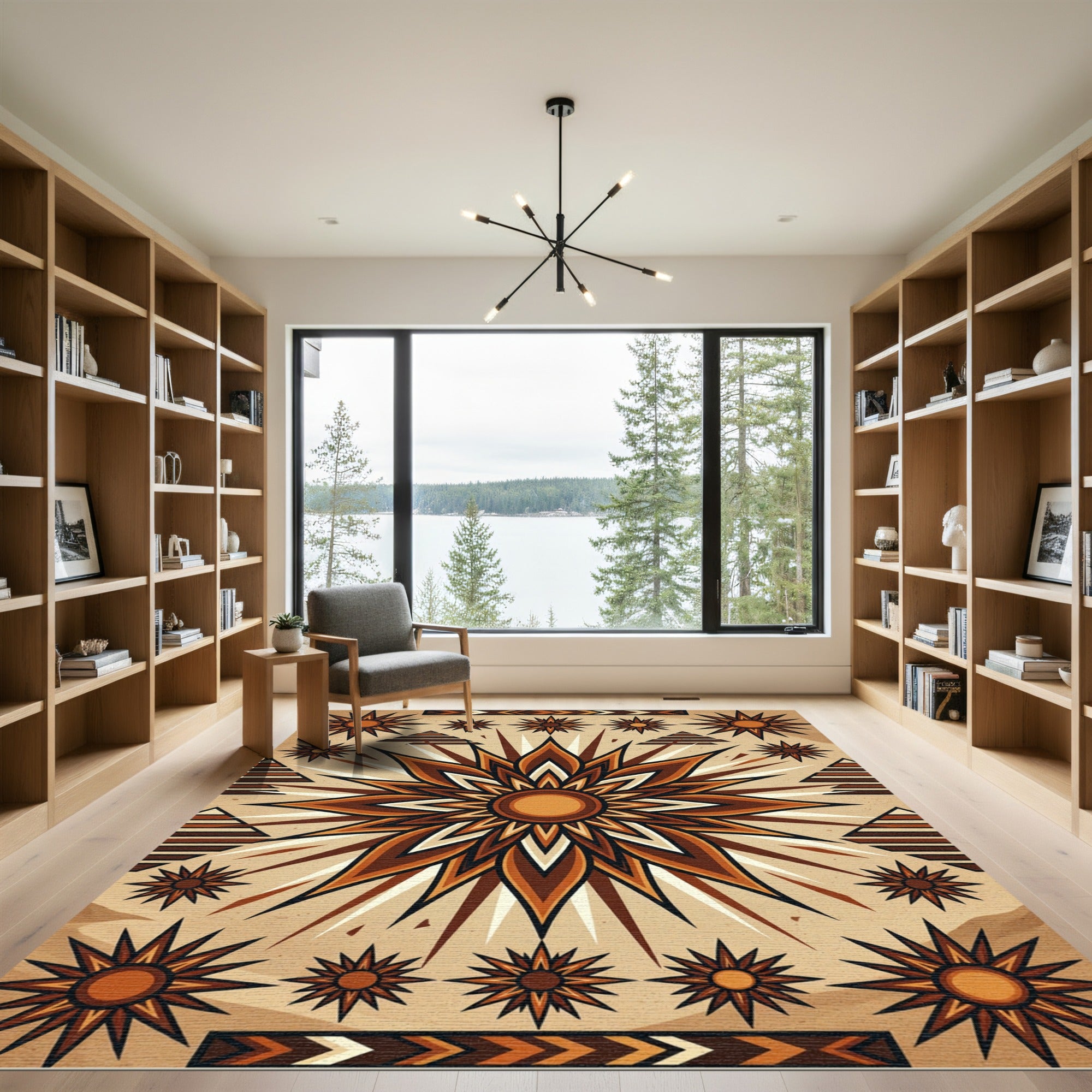 Earthy Southwestern Sun Burst Geometric Rug