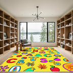 Alphabet And Objects Yellow Rug