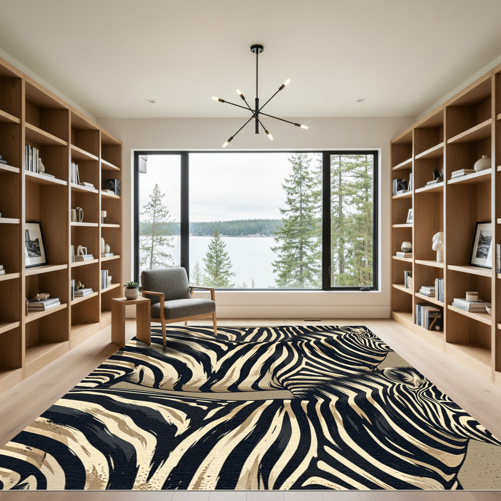 Bold Cream and Black Zebra Stripe Rug