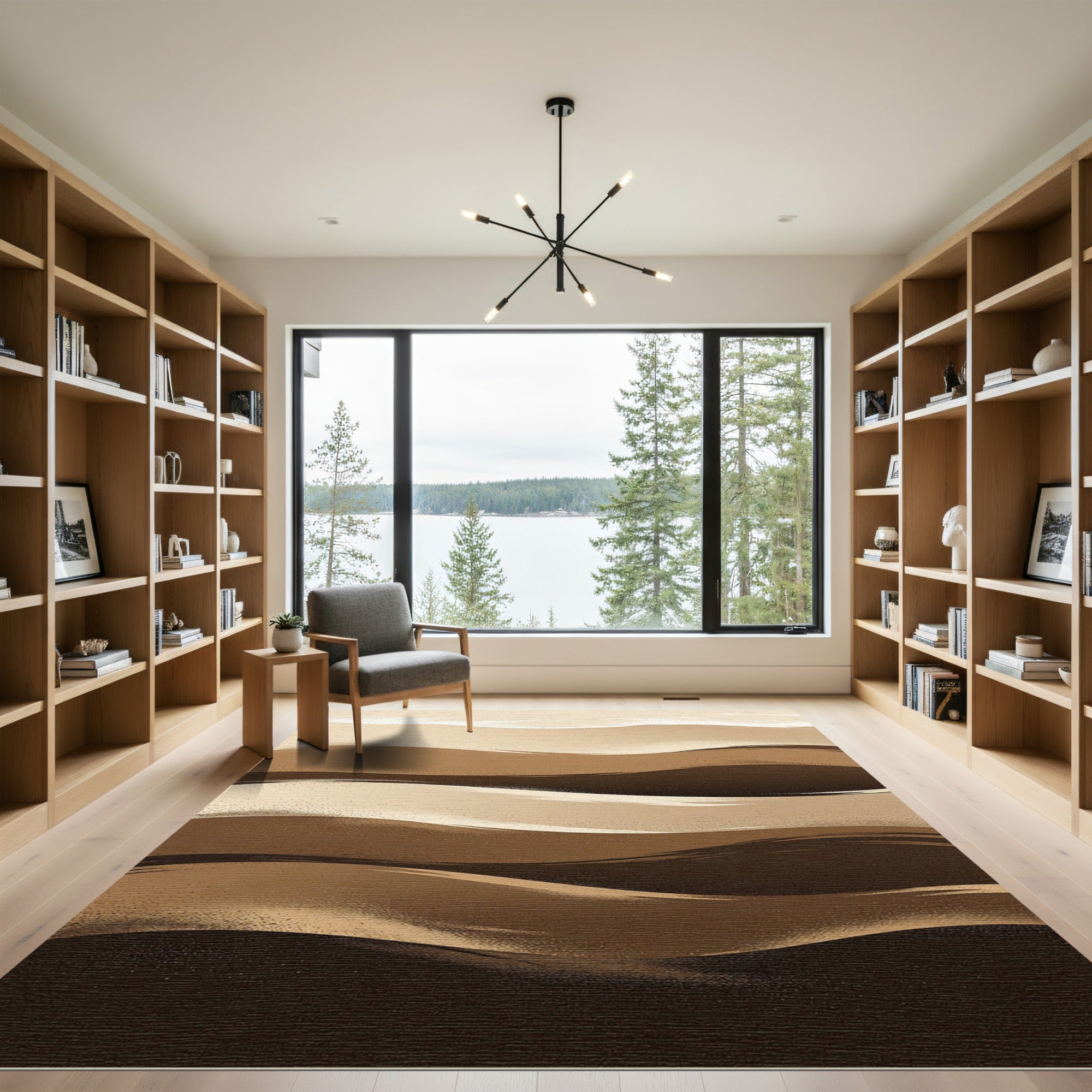 Earthy Abstract Dune Wave Rug