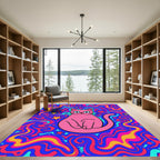 Psychedelic Pink Cat Swirl Stars Rug