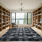 Industrial Silver Interlocked Metallic Weave Rug