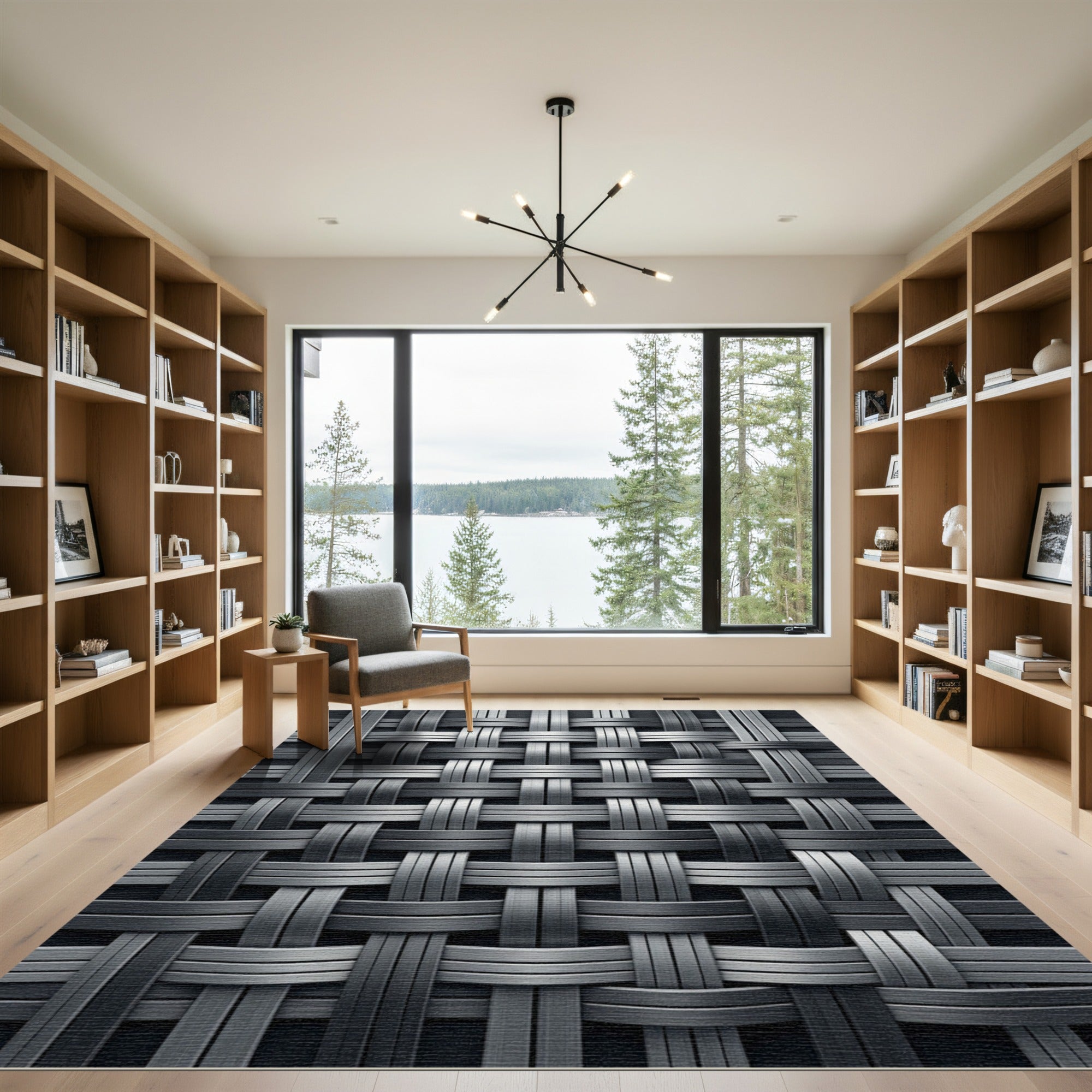 Industrial Silver Interlocked Metallic Weave Rug