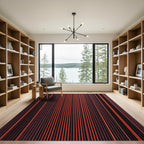Crimson Orange Vertical Stripe Rug