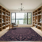 Dark Rose Floral Mandala Circular Medallion Rug