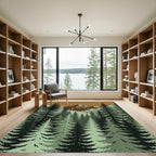 Mountain Forest Evergreen Scenic Landscape Rug