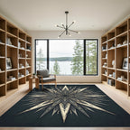 Radiant Gold Starburst Mandala Rug