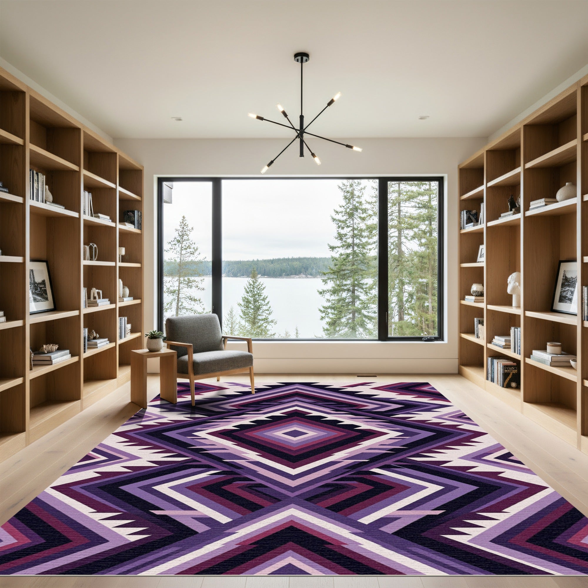 Amethyst Geometric Diamond Chevron Rug