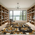 Regal Tiger Medallion Gold Geometric Area Rug