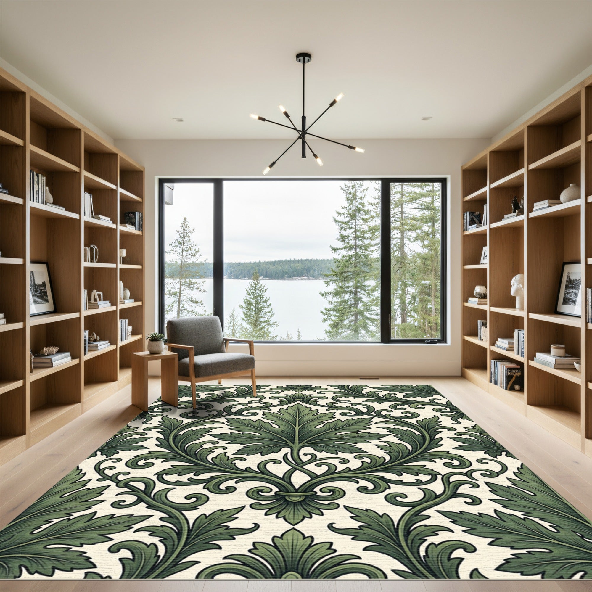 Victorian Sage Acanthus Damask Botanical Rug