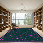 Dark Teal Magenta Starburst Field Rug