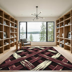 Rustic Crimson Cream Woven Lattice Rug