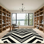 Bold Black White Zigzag Stripe Rug