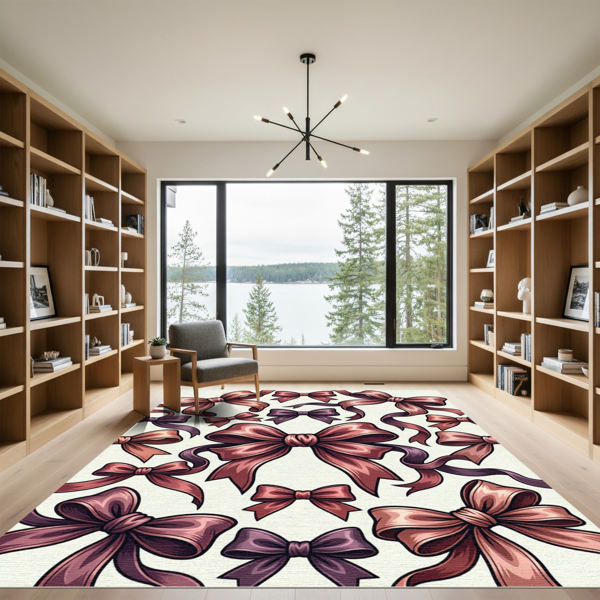 Red And Purple Bow Collage Rug