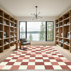 Modern Blush and Terracotta Checkerboard Rug