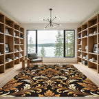 Rich Gold Acanthus Leaf Damask Rug