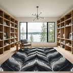 Monochrome Feather Chevron Arrangement Rug