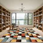Mid Century Cubes Terracotta Teal Rug