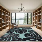 Lush Dark Tropical Monstera Leaf Rug