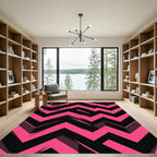 Bold Hot Pink Abstract Zigzag Rug