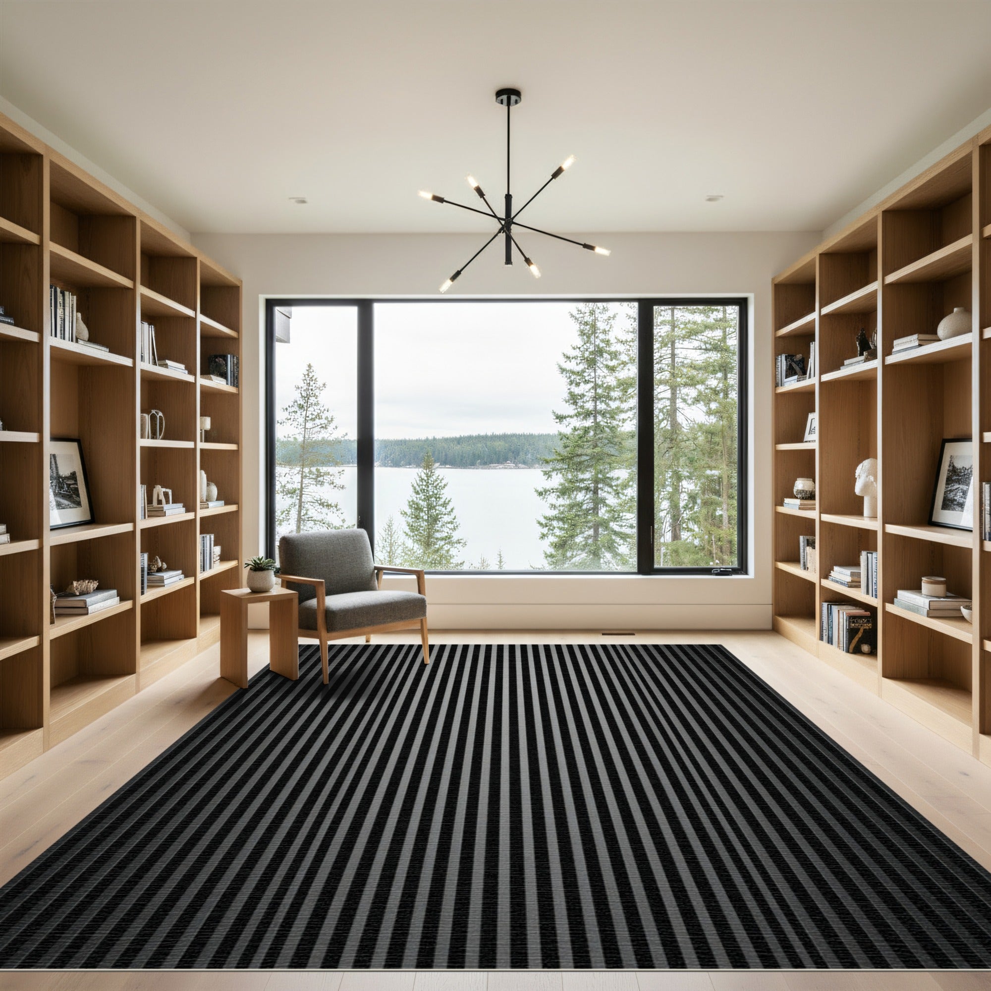 Dark Gray Vertical Stripe Texture Rug