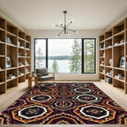 Earthy Geometric Hexagon Arrow Tile Rug