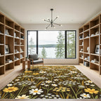 Golden Meadow Wildflower Botanical Farmhouse Rug