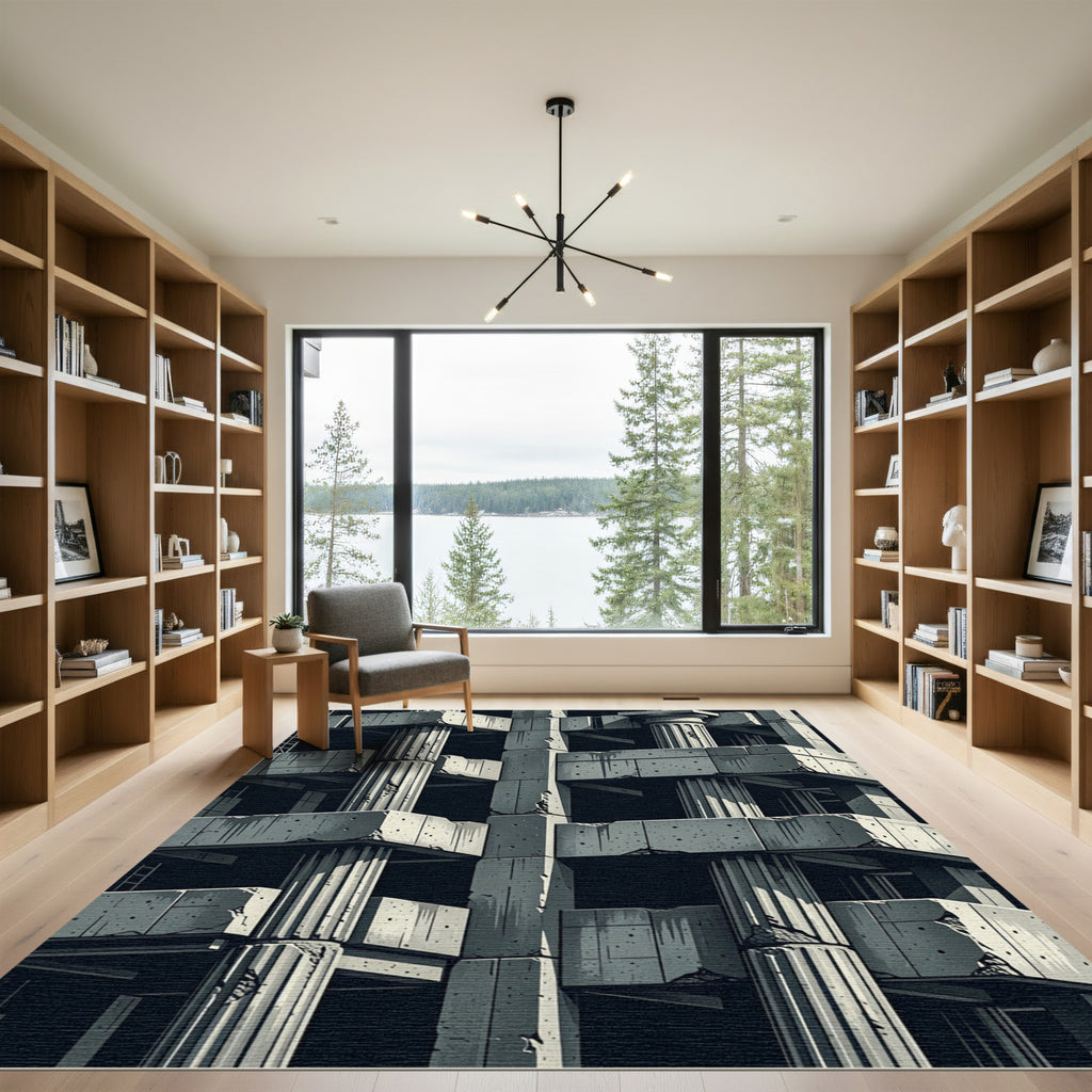 Monochromatic Concrete Column Architectural Texture Rug