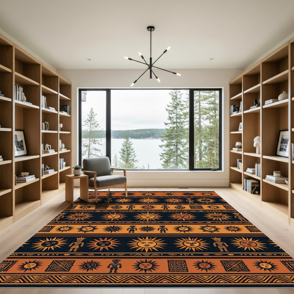 Tribal Sun Celestial Ochre Striped Rug