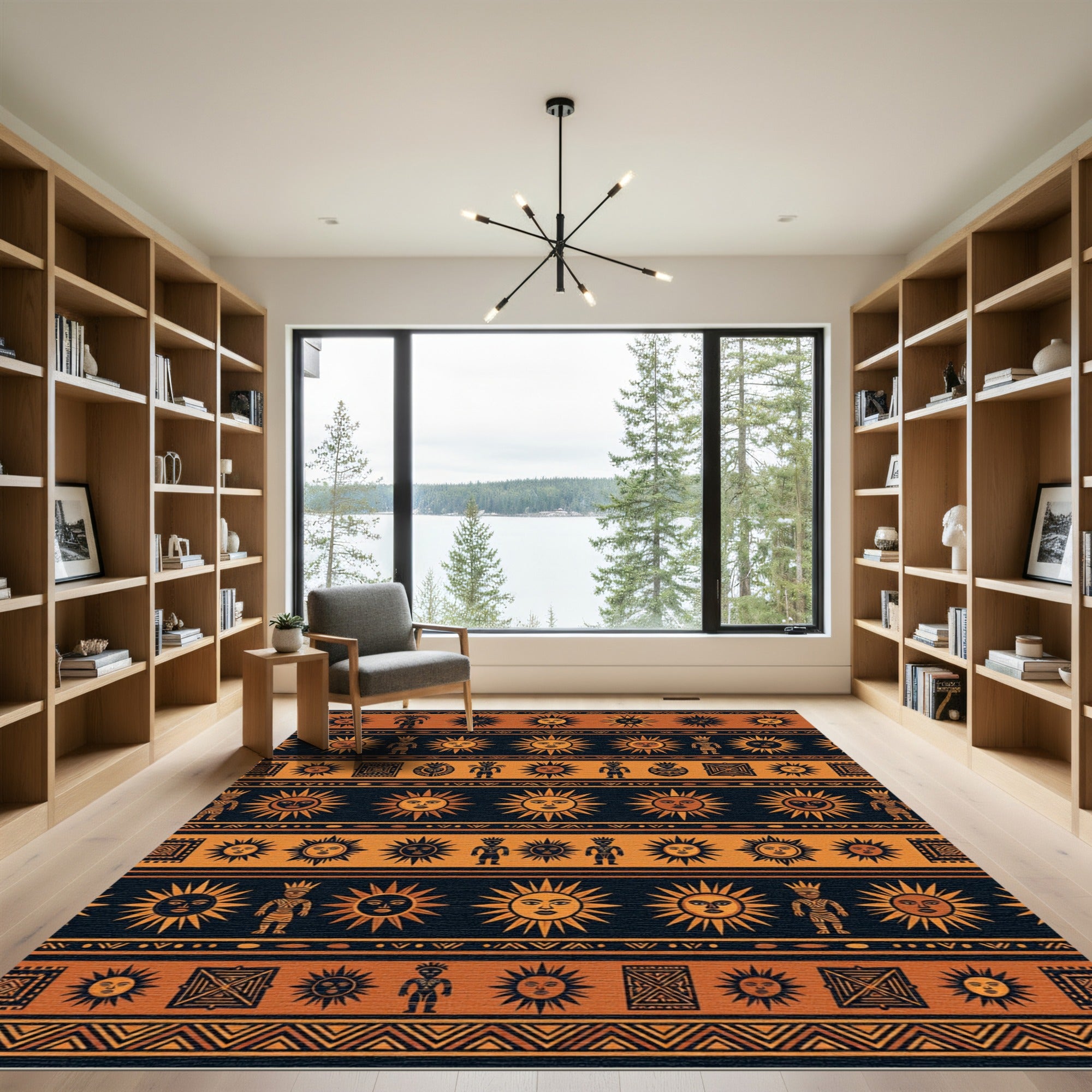 Tribal Sun Celestial Ochre Striped Rug