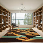 Earthy Terracotta Geometric Canyon Landscape Rug
