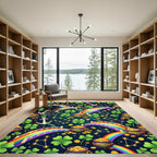 Whimsical Rainbow Shamrock Gold Coin Constellation Rug