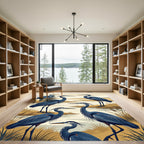 Blue Heron Marsh Serene Wetland Canvas Rug