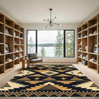 Gold Navajo Inspired Geometric Stripe Rug